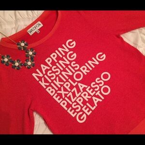 Wildfox Red Graphic Sweatshirt with White Text
